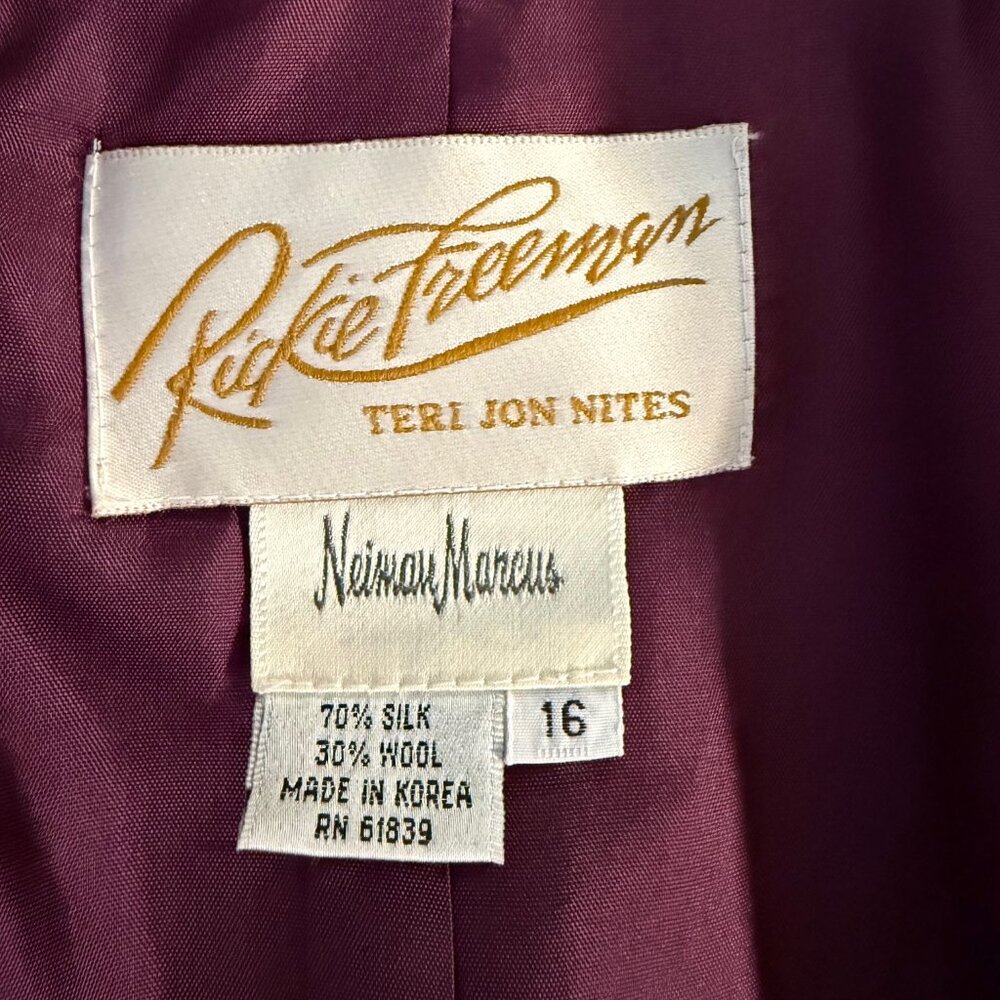 Elegant NEW NEVER WORN burgundy special occasion outfit, silk+wool, Size 12-14, - Picture 6 of 11